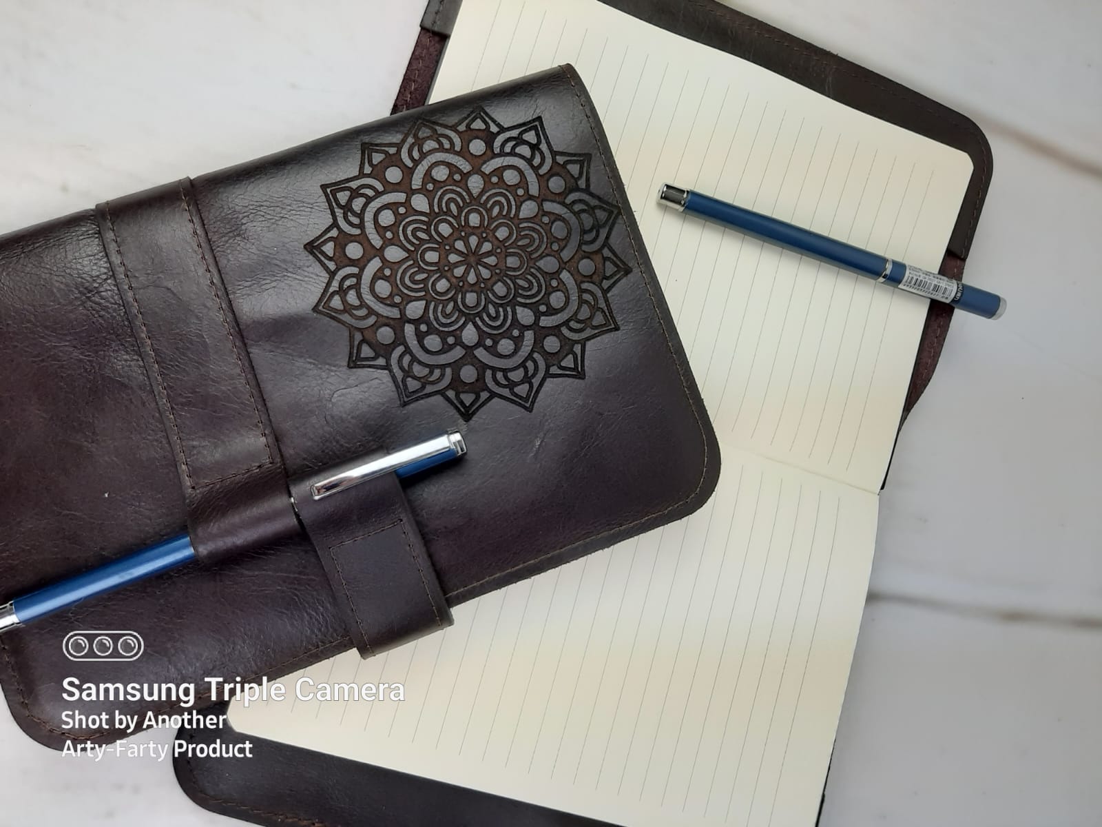Engraved leather journal