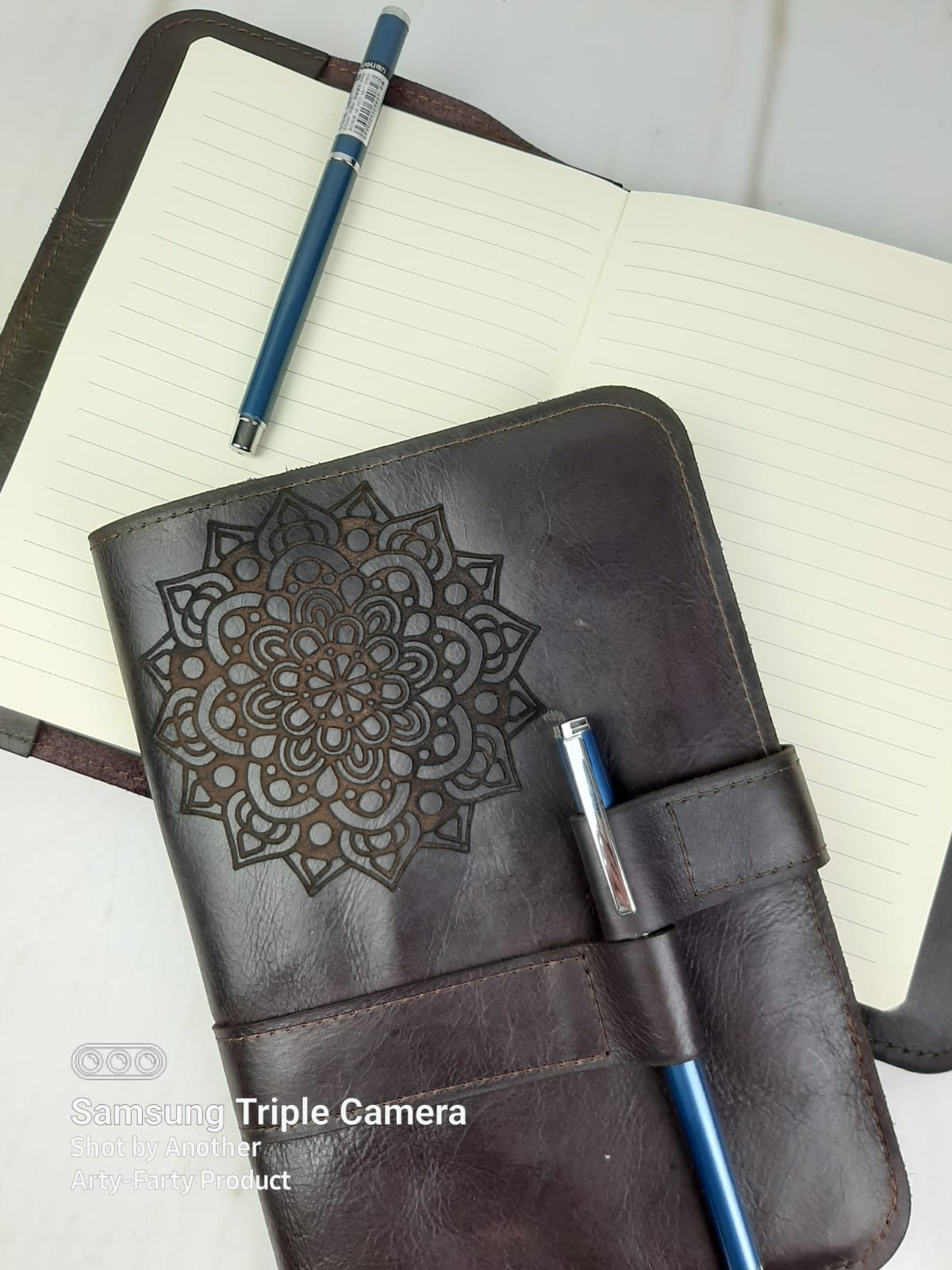 Leather journal with engraving
